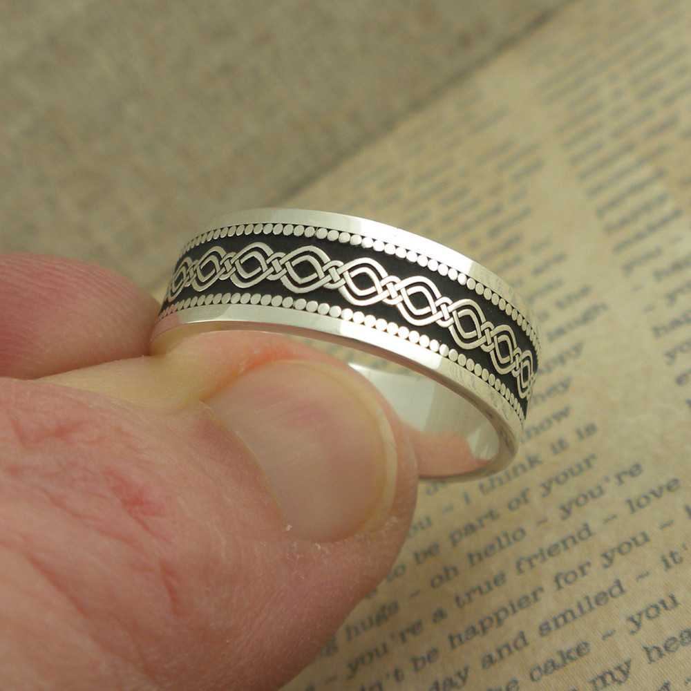 IRISH STERLING SILVER CELTIC KNOT WEDDING RING Oxidized IRISH BORU SIZE 10