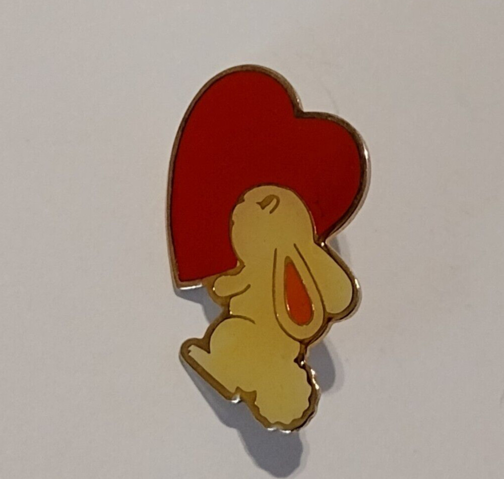 Bunny Rabbit Red Heart 1979 Lapel Pin