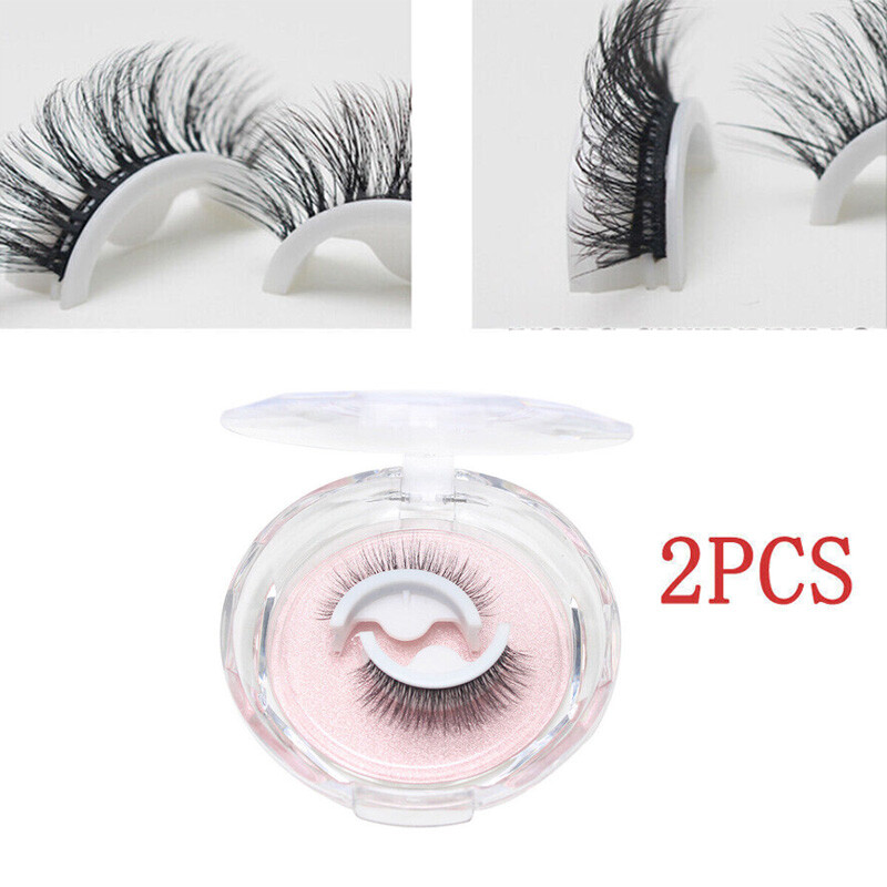 2PC Reusable Self-Adhesive Eyelashes Natural Multiple Reversible Glue-Free #;
