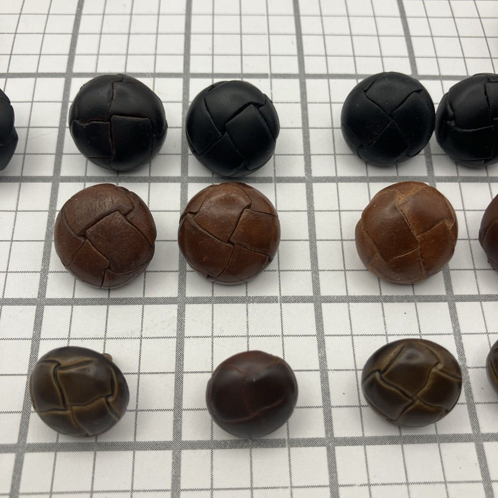 Vintage Leather-Wrapped Button 25+ Piece Lot
