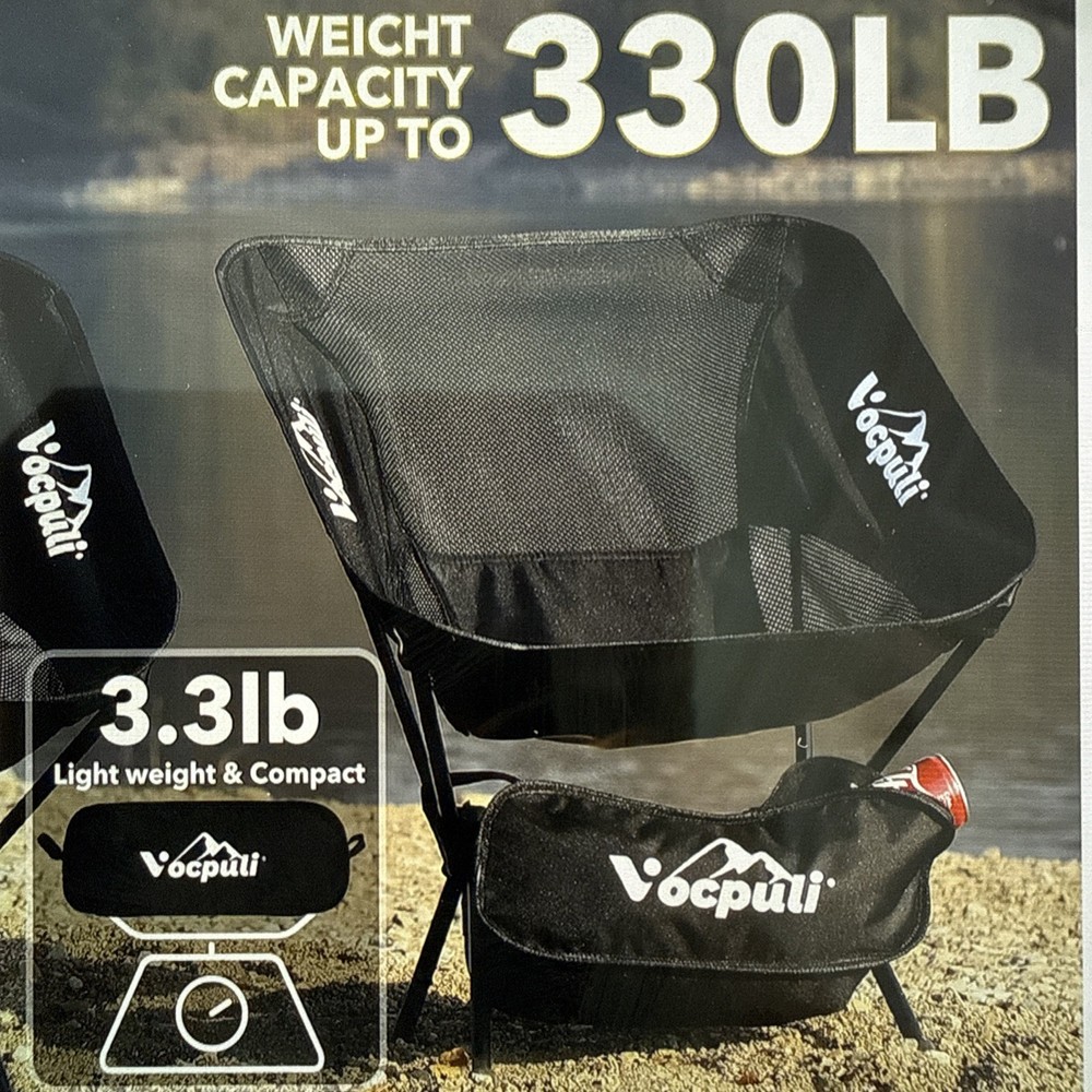 Camping Chair, Lightweight Folding Backpacking Chairs - Single Pack Black