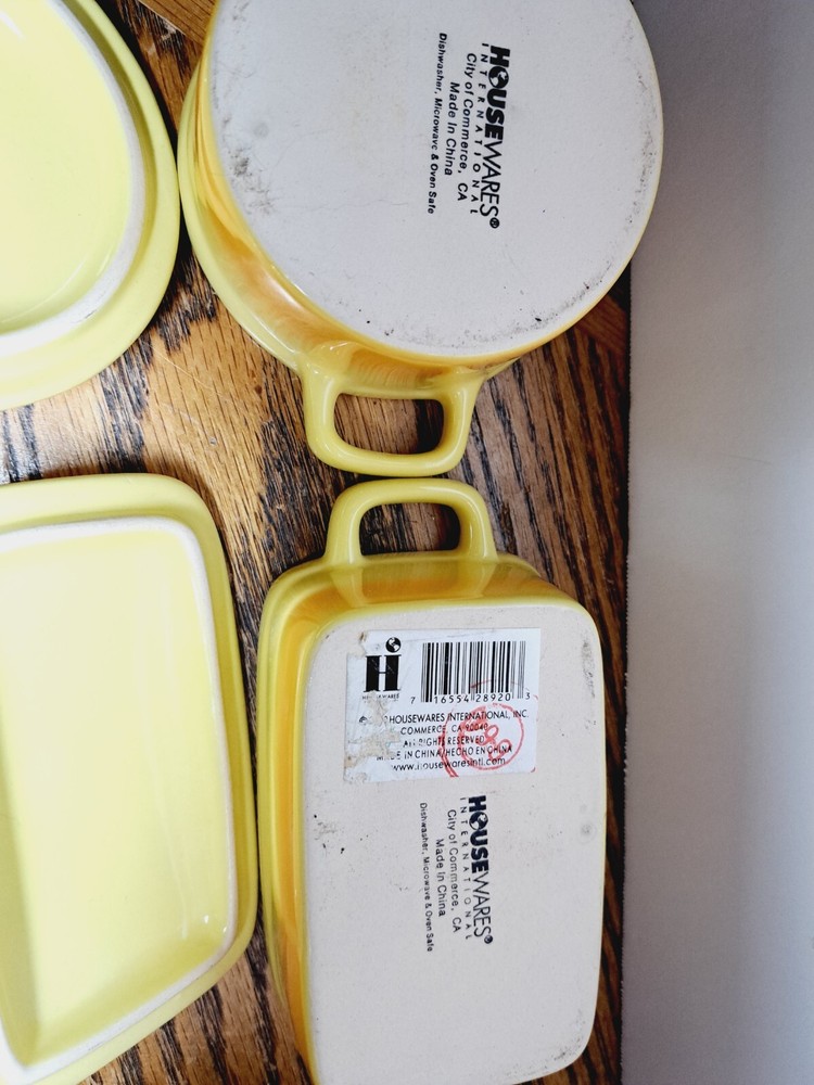 Mini Casserole Pot Yellow/Orange Stoneware 5'' & 6''