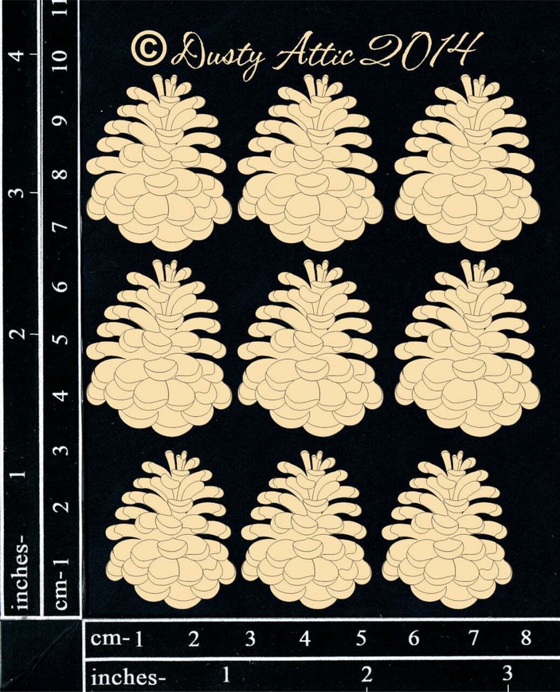 Dusty Attic Chipboard 3x4 - Mini Pinecones, DA1179