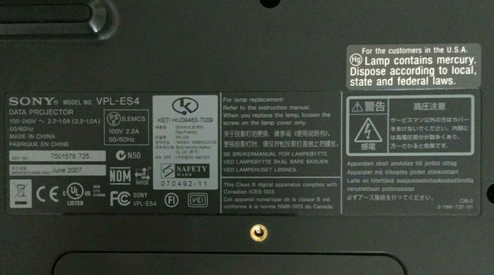 Sony VPL-ES4 3LCD Data Projector