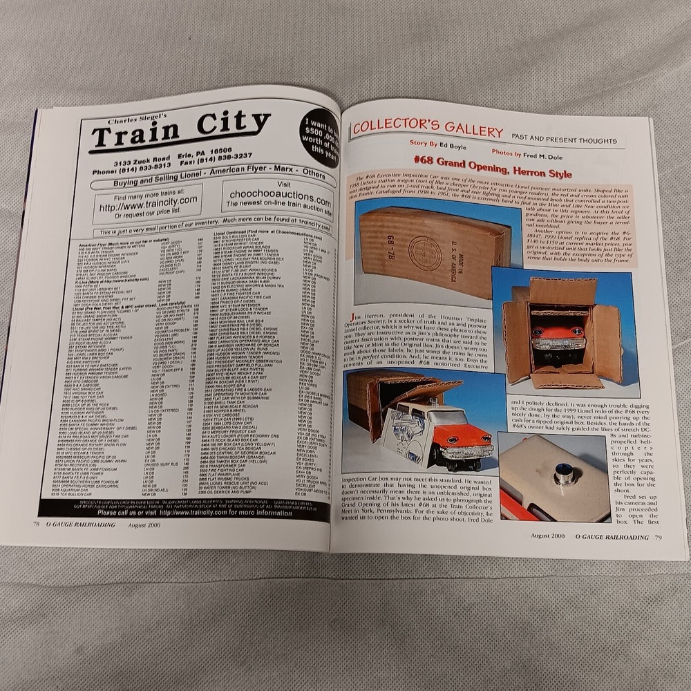O Gauge Railroading Magazine August 2000 Run 174