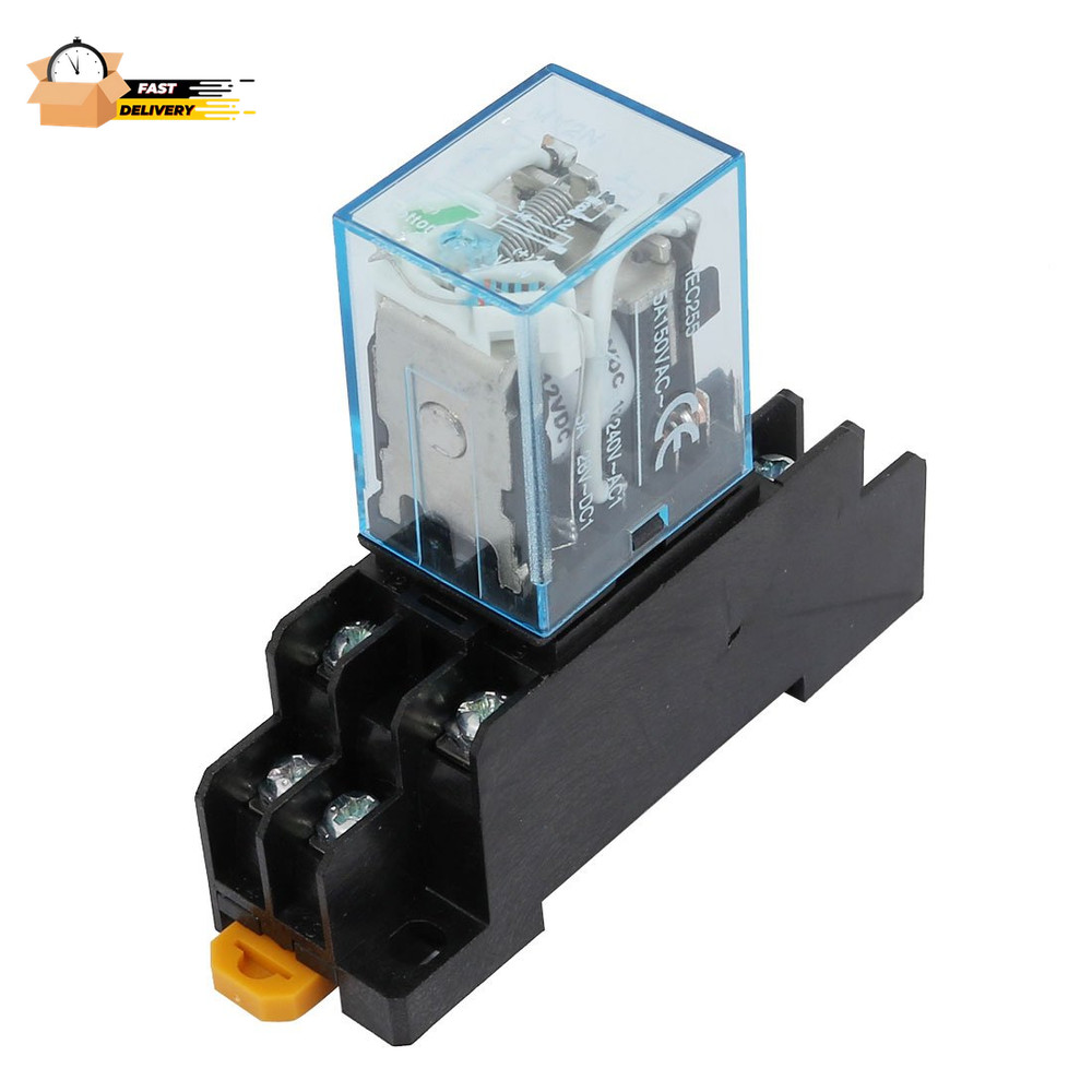 IEC255 DC 12V Coil 8Pin DPDT Electromagnetic Power Relay W Socket Base