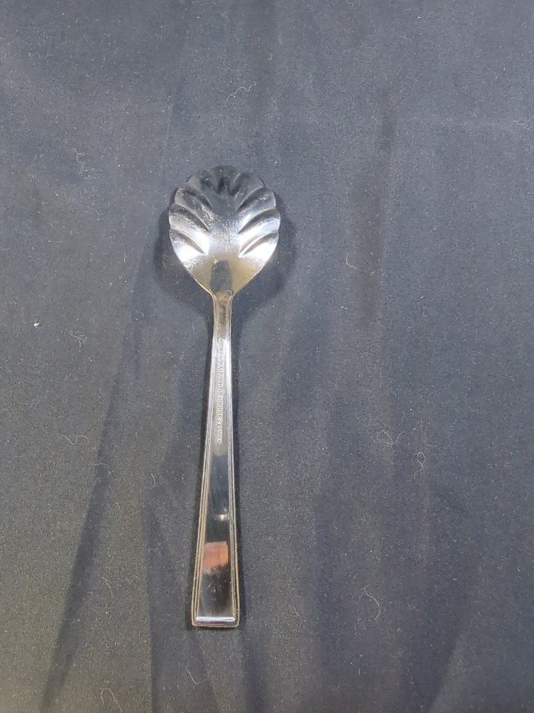 Stainless Silver Flatware International Sugar Spoon Shell Ripple Design Unique