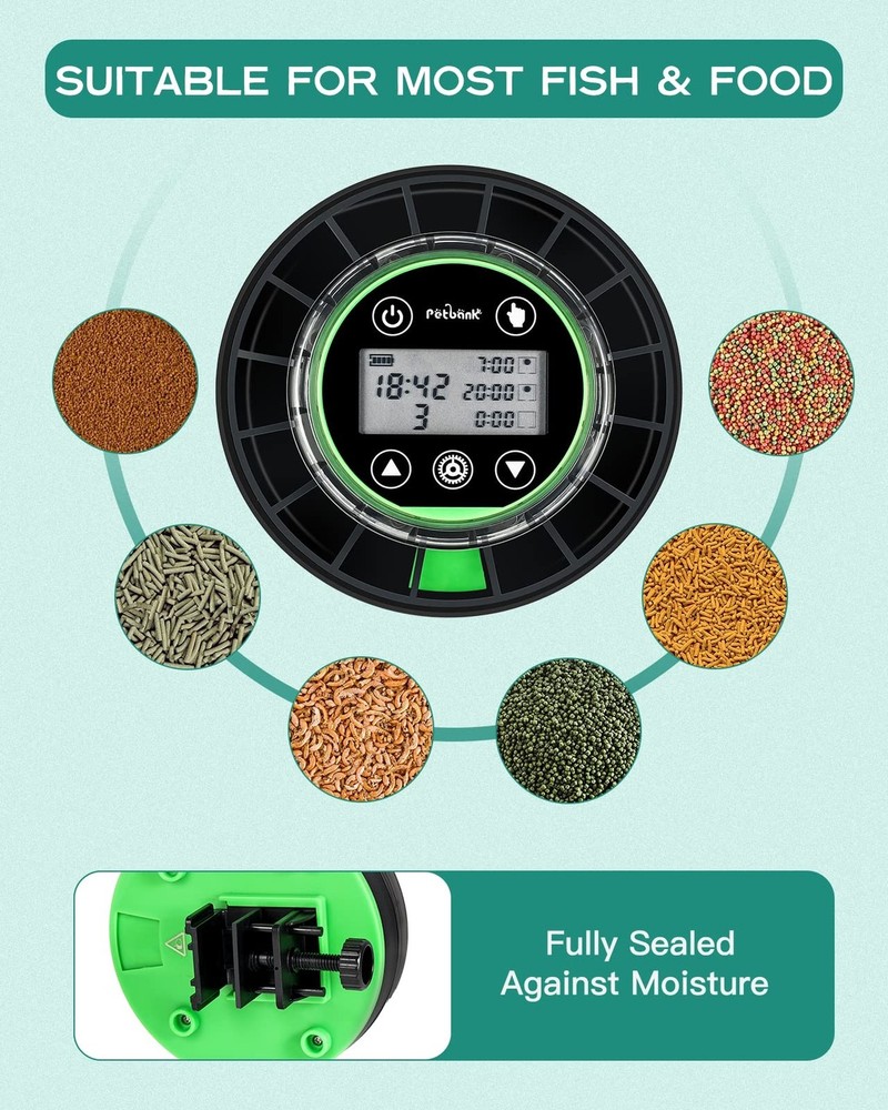 Automatic Fish Feeder for Aquarium - Moisture-Proof and Precision Feeding Bet...