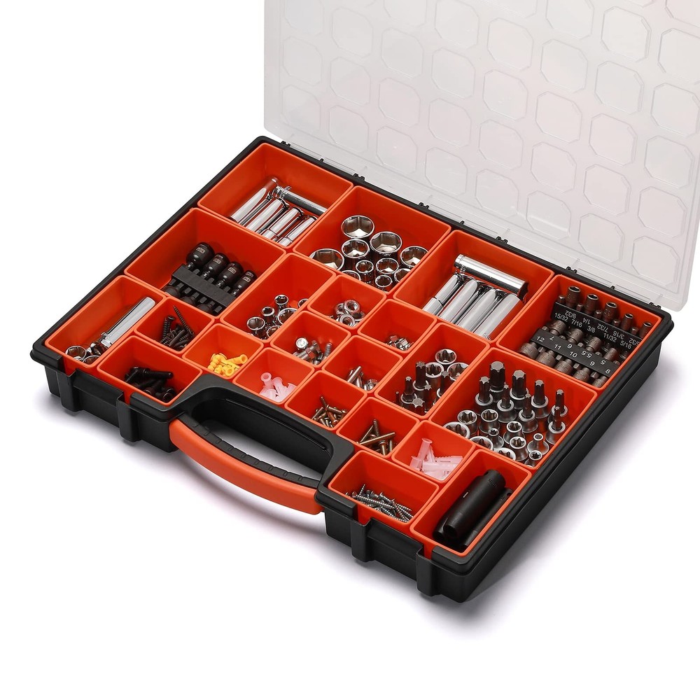 AIRTOON 2PCS Multi-Purpose Toolbox, Professional Organizer with 22 Bin Compar...