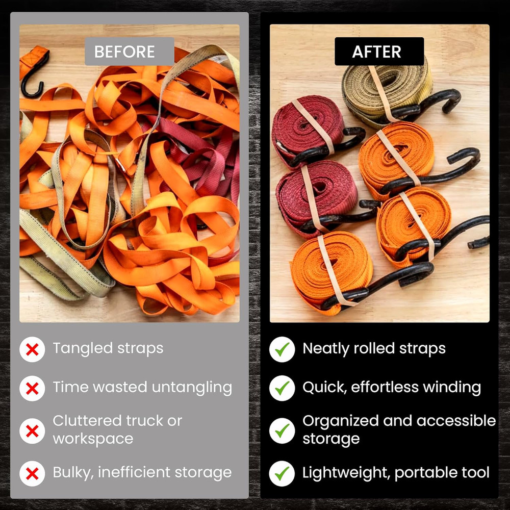 Ratchet Strap Winder Drill Attachment Strap Roller & Organizer