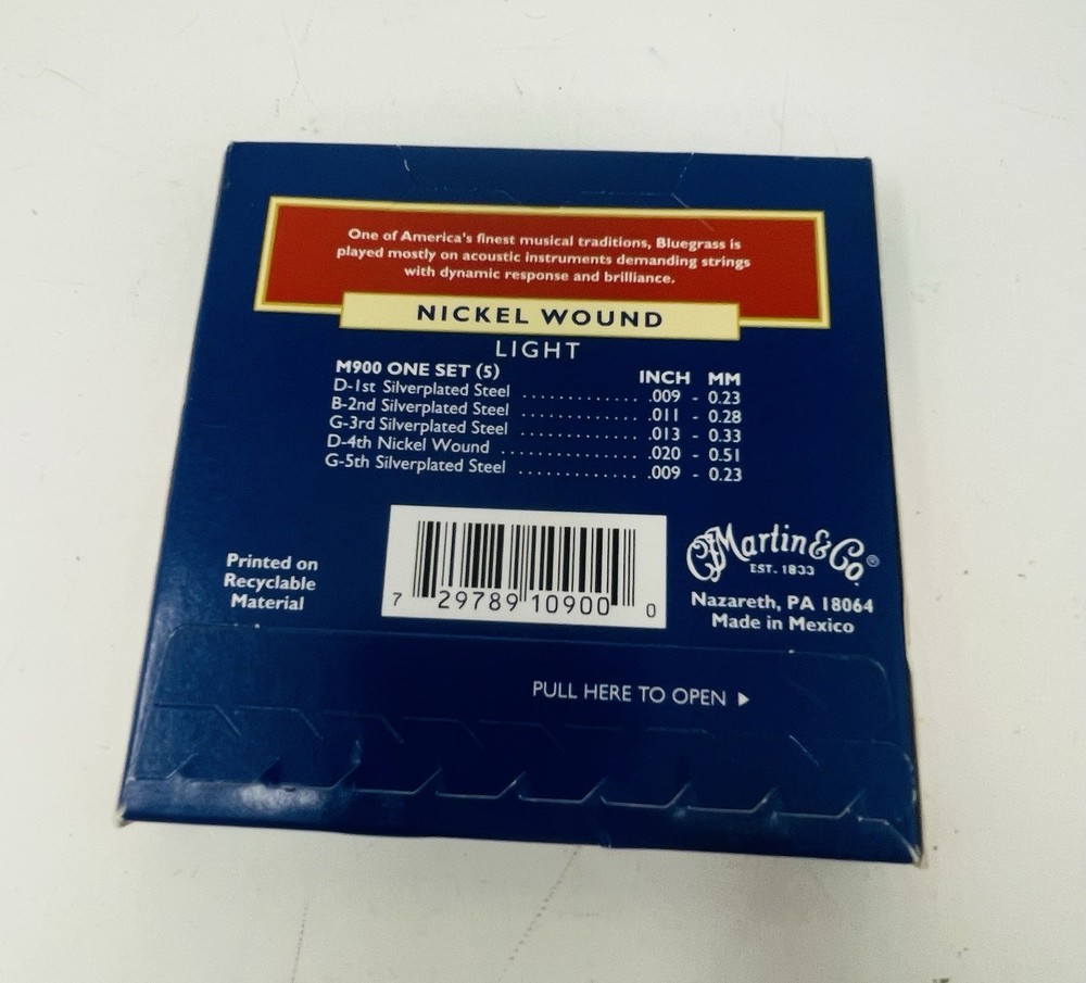 Martin M900 Nickel Wound Light Banjo Strings New