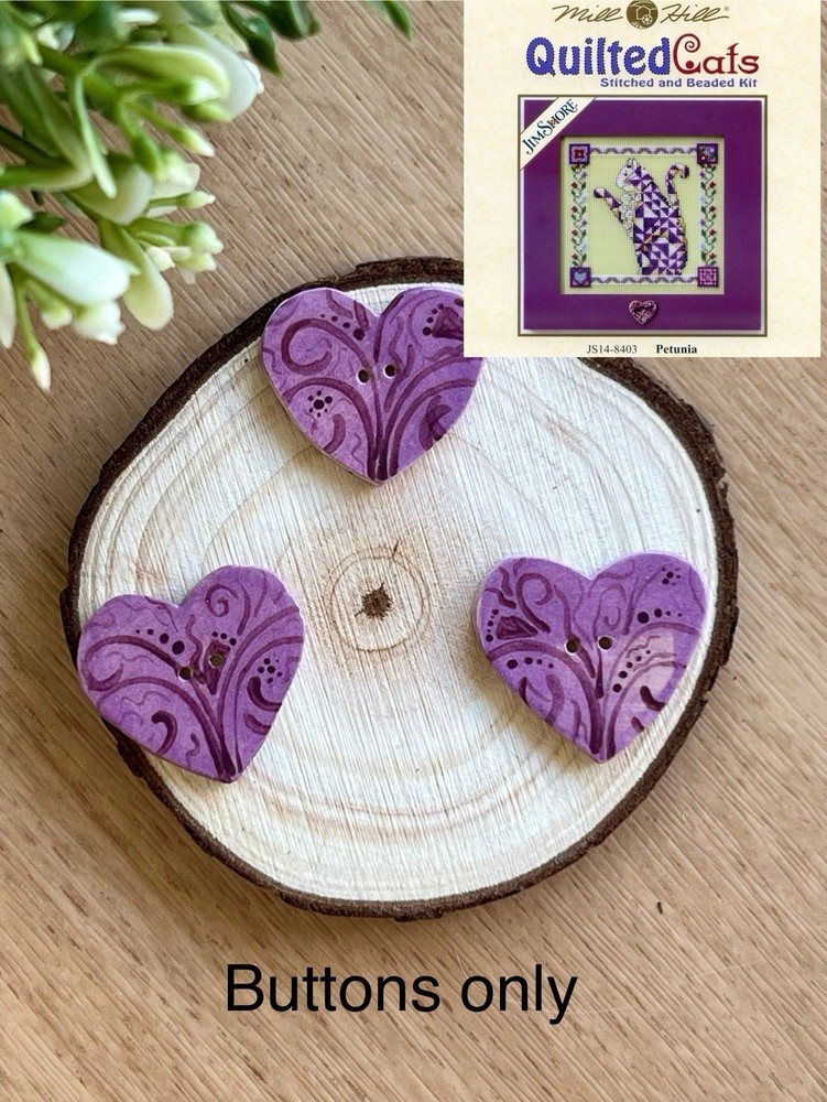 Mill Hill ceramic buttons set JS Petunia