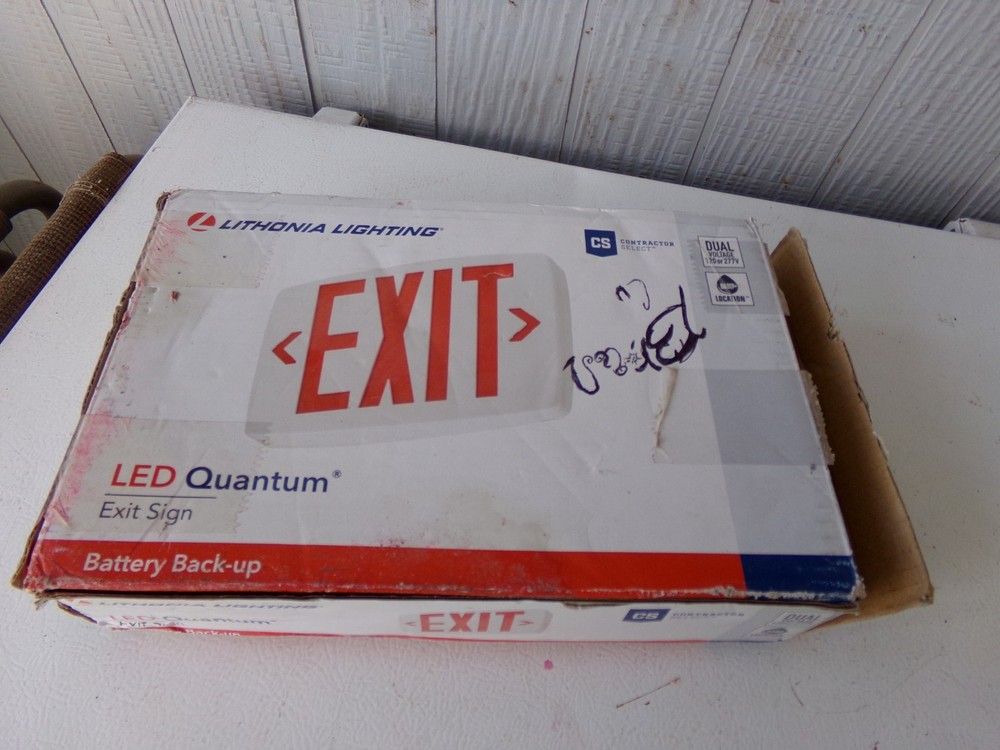 Lithonia Lighting LED Quantum Universal Exit Sign + Battery Backup WHITE HOUSING