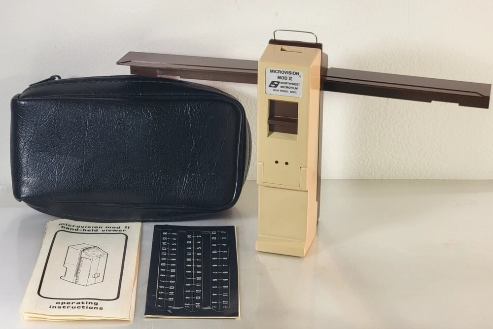 Vintage Microvision MOD II Hand Held Microfilm Viewer /Case(Tested/Working) MINT