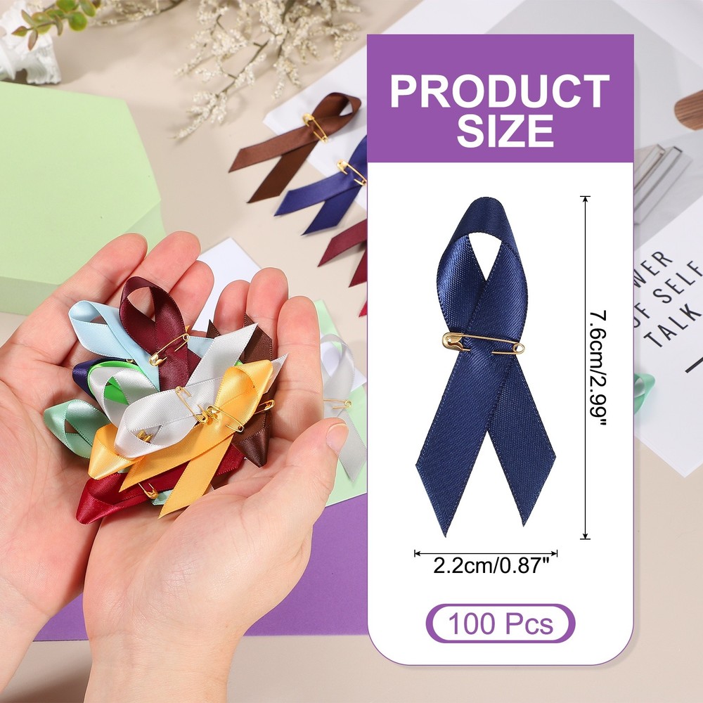 100 Pcs Polyester Ribbon Satin Pins, Ink Blue