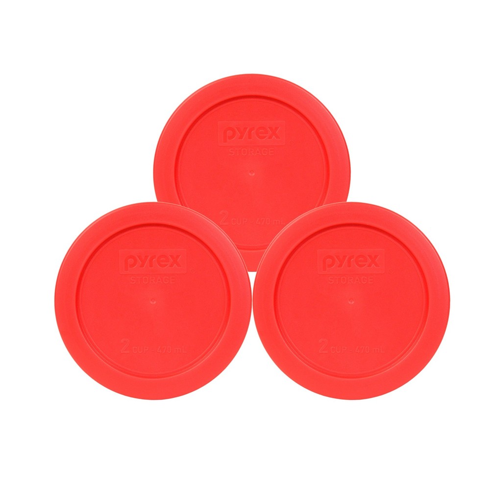Pyrex 7200-PC 2-Cup Red Food Storage Replacement Lid (3-Pack) - 2 Cup,