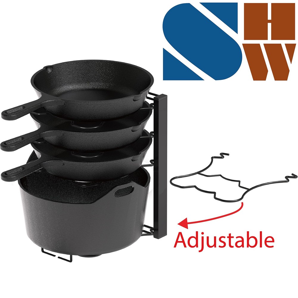 SIMPLE HOUSEWARE 5 Compartments Height Adjustable Pan Organizer, Black