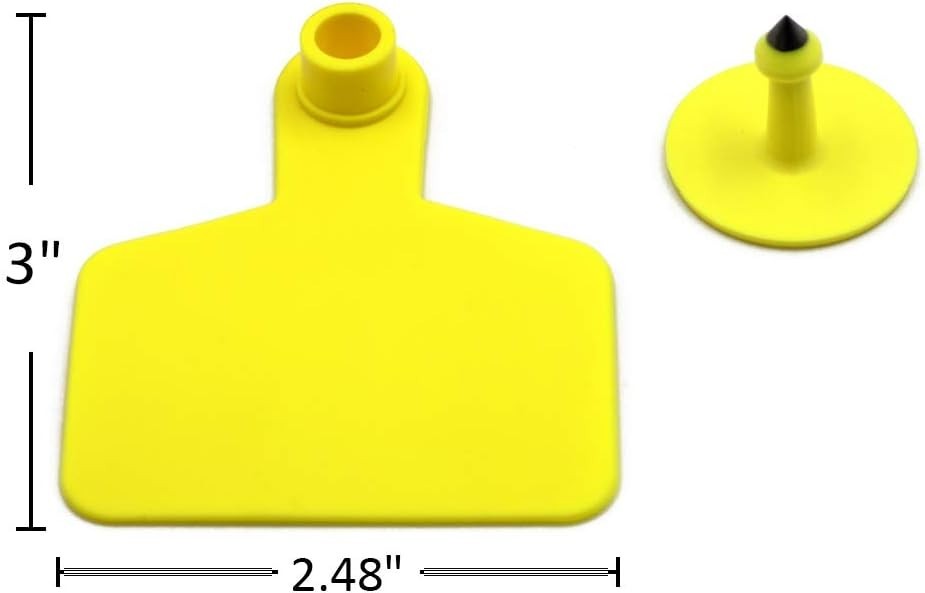 Rectangular 100 Pack of Durable Cattle Ear Tags for Effective Herd Management