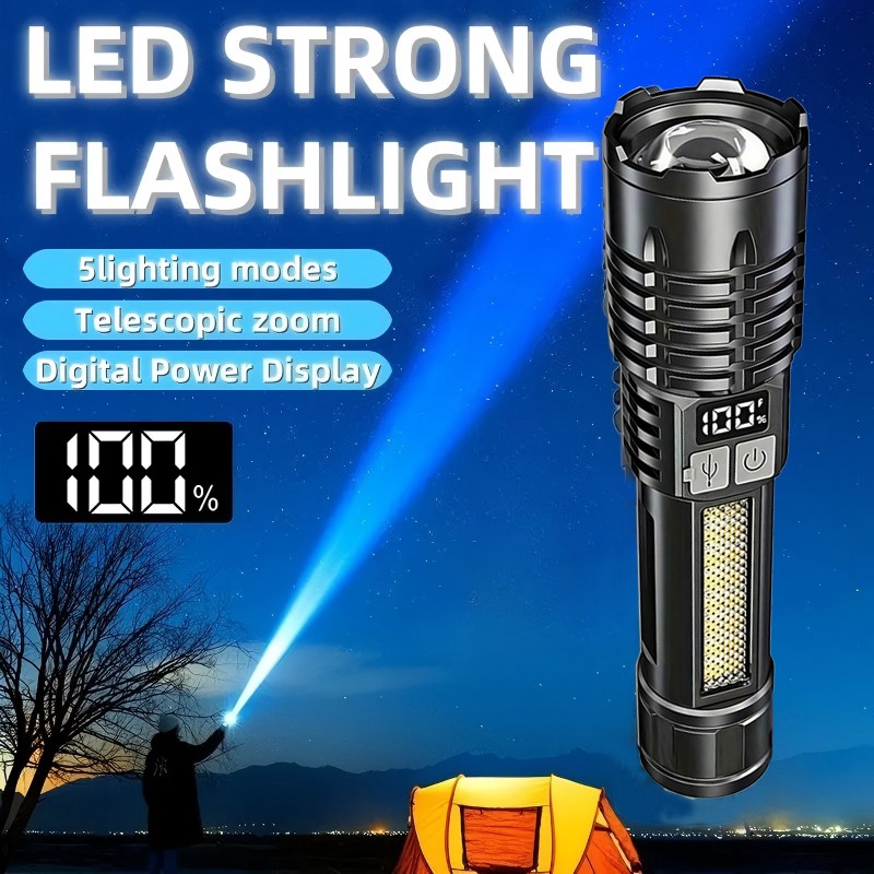 990000000Lumen Super Bright LED Tactical Flashlight Rechargeable LED Work Light