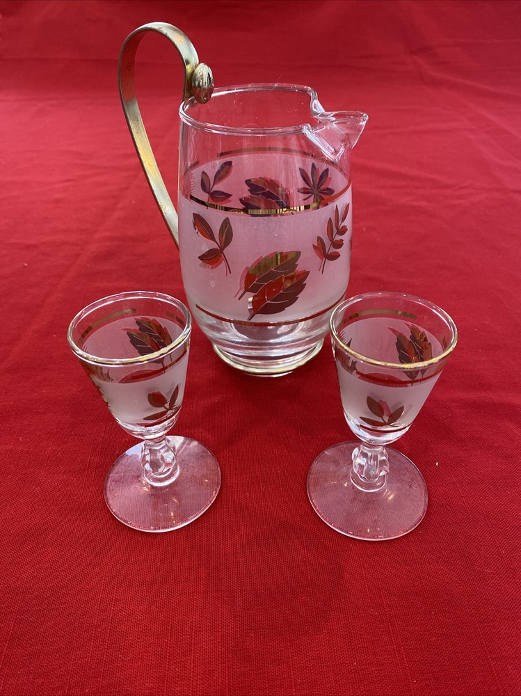 Libbey Footed Cordial Glasses & Small Pitcher