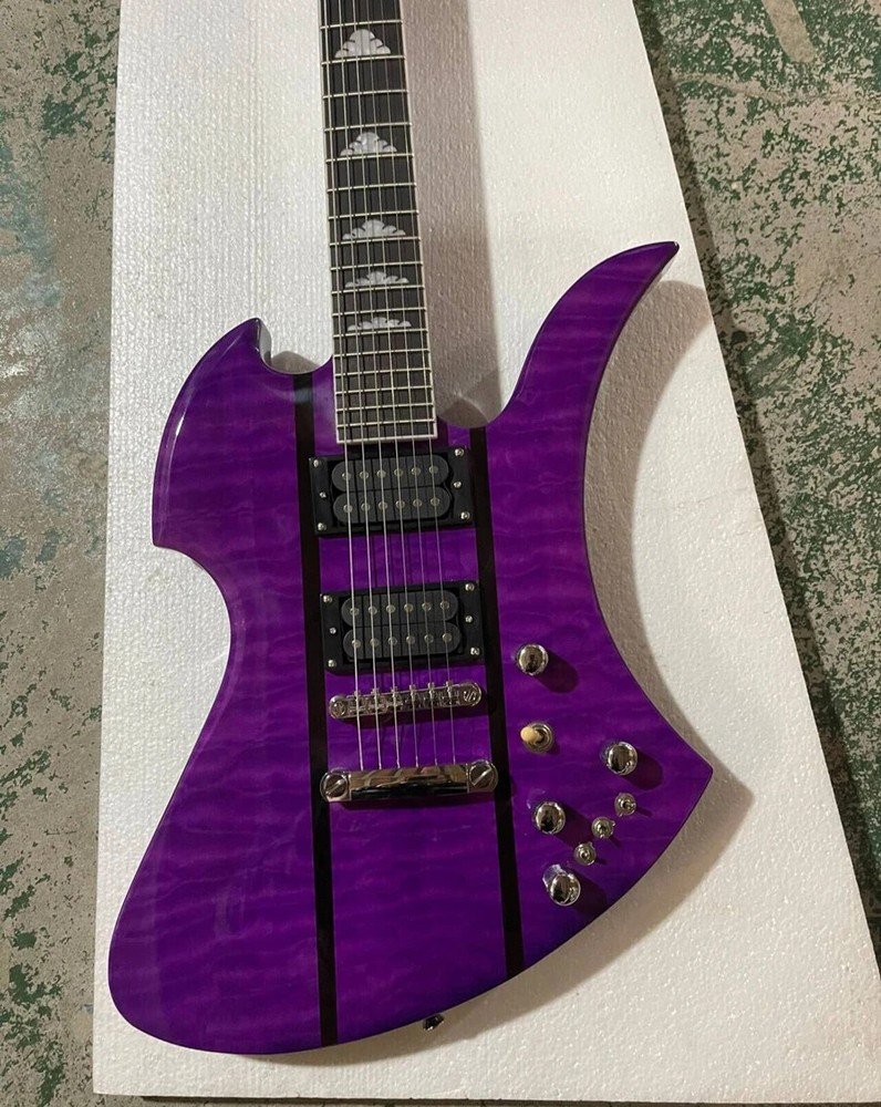 Factory Customized 6 Strings Purple Unusual Electric Guitar with Fixed Bridge