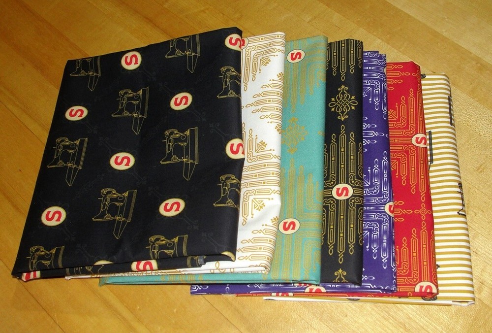 Featherweight Sewing Machine Themed 7 pc FQ Bundle Custom Cotton Fabric
