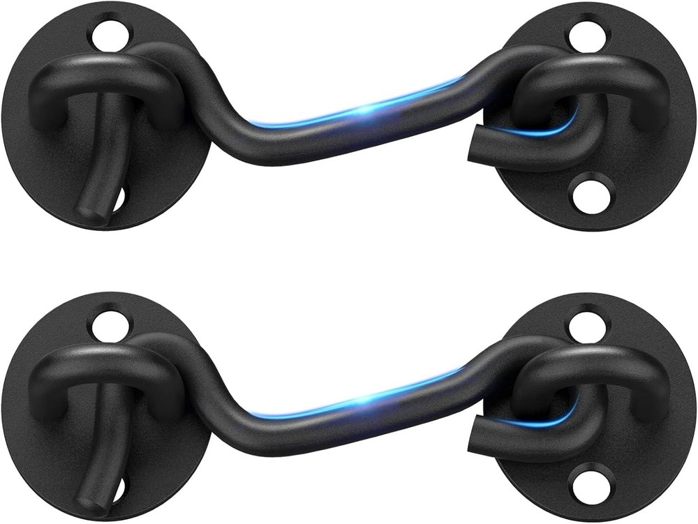Black Gate Latch - Rust-Resistant Stainless Steel Hooks