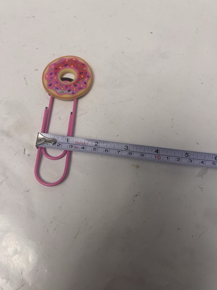 large pink donut paper clip oversized
