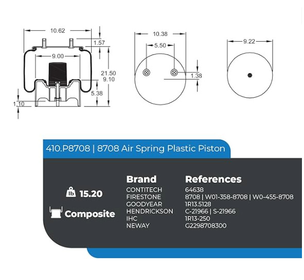 Air Spring Rolling Lobe 410.P8708 W01-358-8708