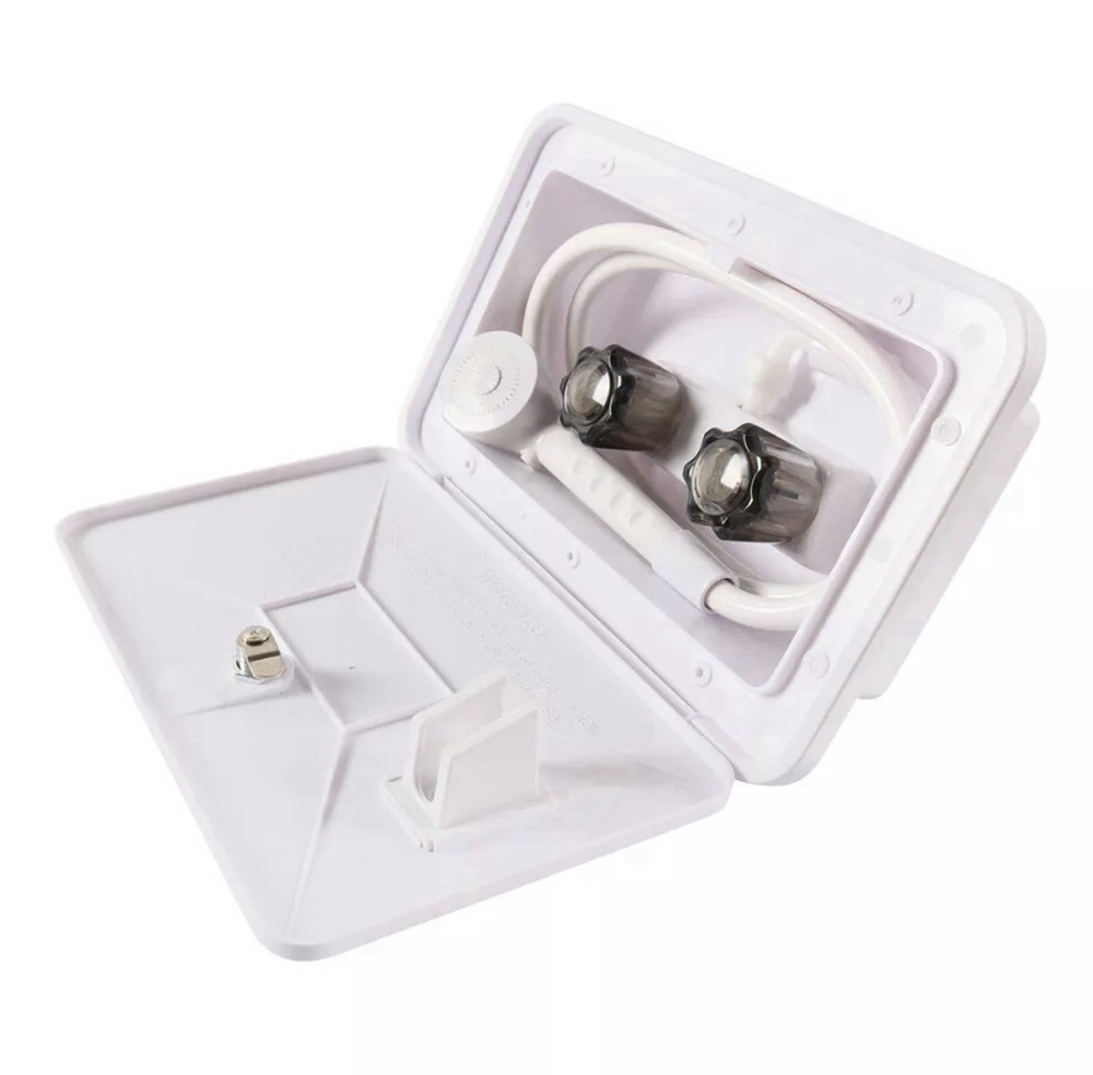ProCamp RV Exterior Shower Box Kit Faucet Hose Cowboy Shower Outside White