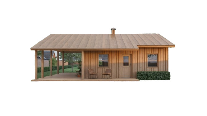 Generic 24x24 Tiny Home Cabin Design Plans - 2 Bedroom Drawings