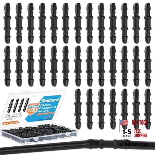 Drip Irrigation Couplers 1/4" Quick Connect, Black Barbed Coupling Black+100
