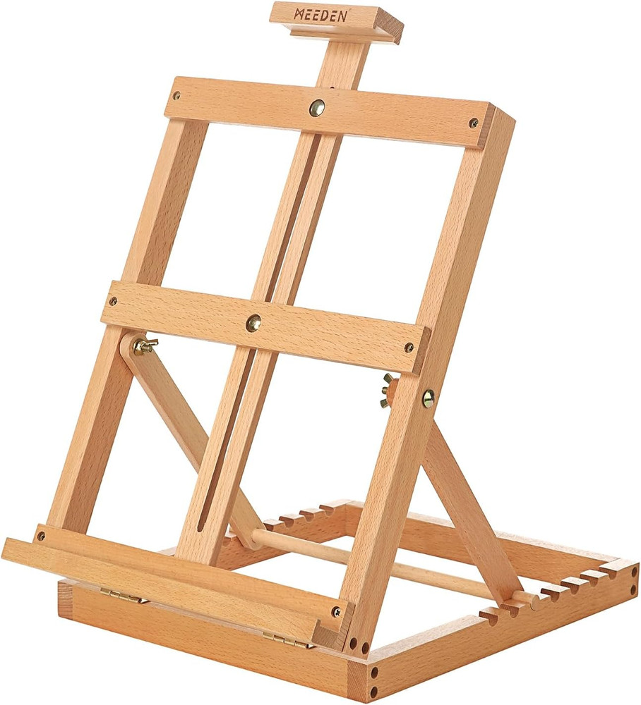 Heavy-Duty Tabletop Studio H-Frame Wooden Easel- Solid Beech Wood Adjustable Art