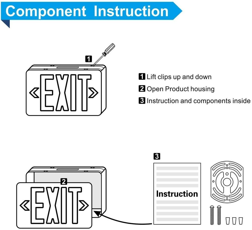 Spectsun 4 Packs Led Green LED Exit Sign Exit Lights Battery Backup 120/277VAC.