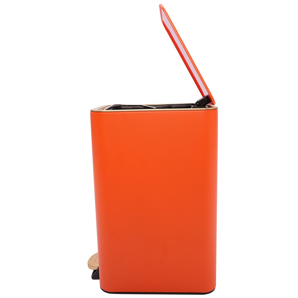 Modern Step On Garbage Bin 12L Step Trash Bin Orange Foot Pedal Trash Can Home