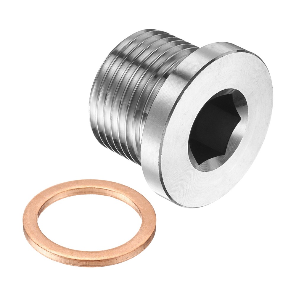M22 x 1.5 Pipe Plug Fitting, Internal Hex Head Socket 304 Stainless Steel