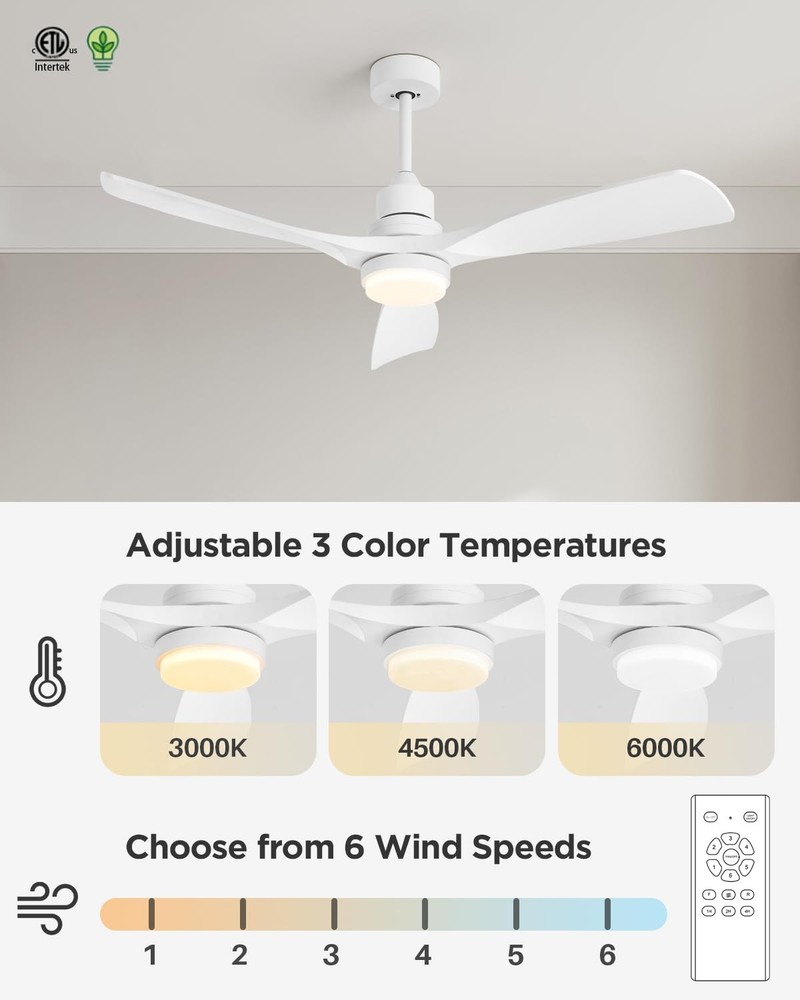 Forrovenco 52 Inch Ceiling Fan Model QX-15 Remote Light Timer