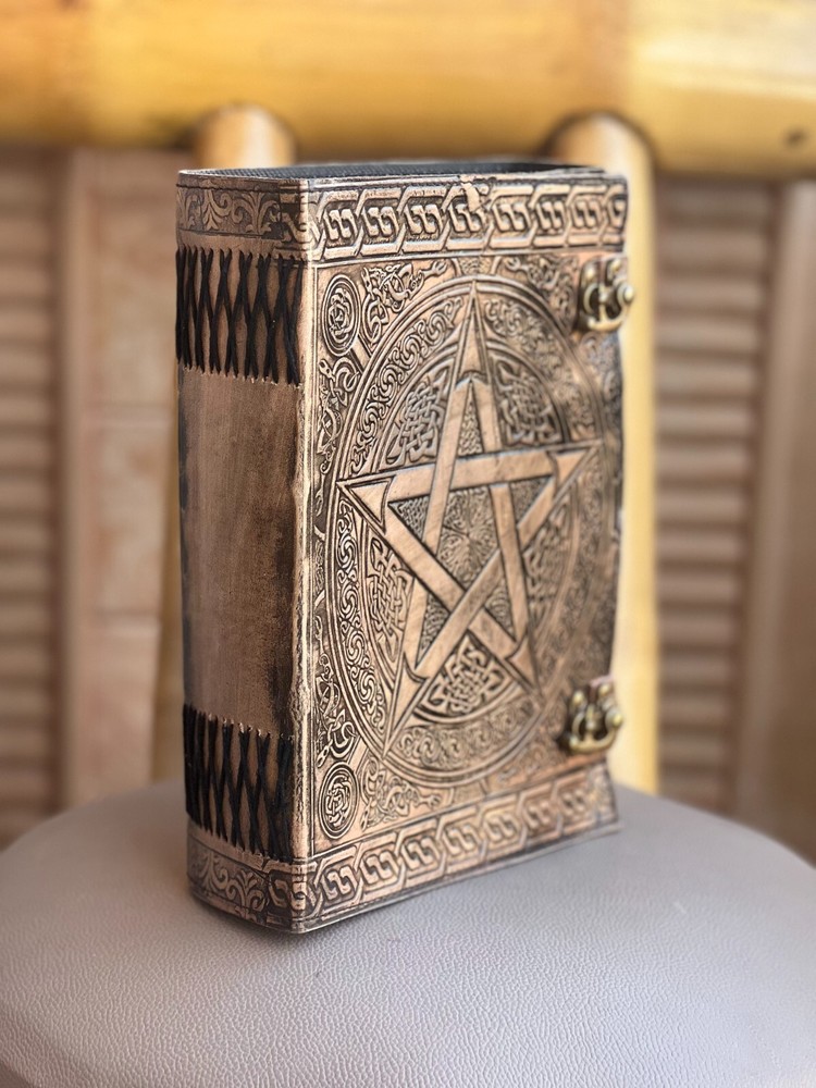 Refined Leather Journal Brown Pentacle Diary, Book 600 Pages Handmade