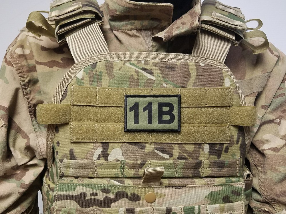 11B Infantry MOS OD Green Hook Back Patch for Cap Bag, Multicam, etc