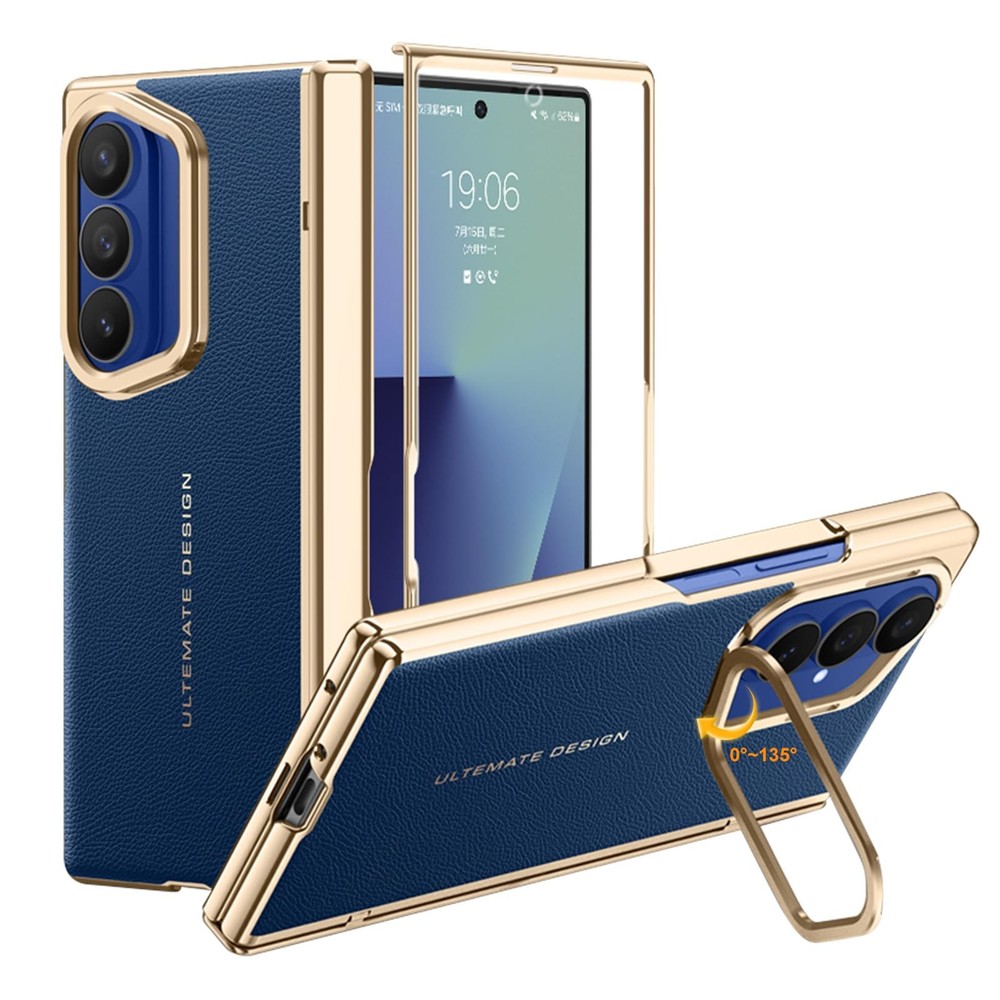 Libeagle Samsung Galaxy Z Fold 7 Leather Case with Kickstand Screen Protector Bl