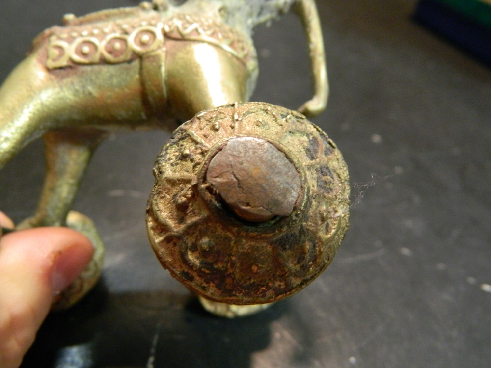 Antique India Brass / Bronze Devotional Shrine Temple Elephant Pull Toy Good Con