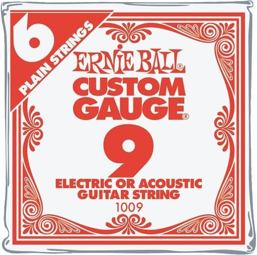 Ernie Ball Nickel Plain Single Guitar String .009 6-Pack Pack