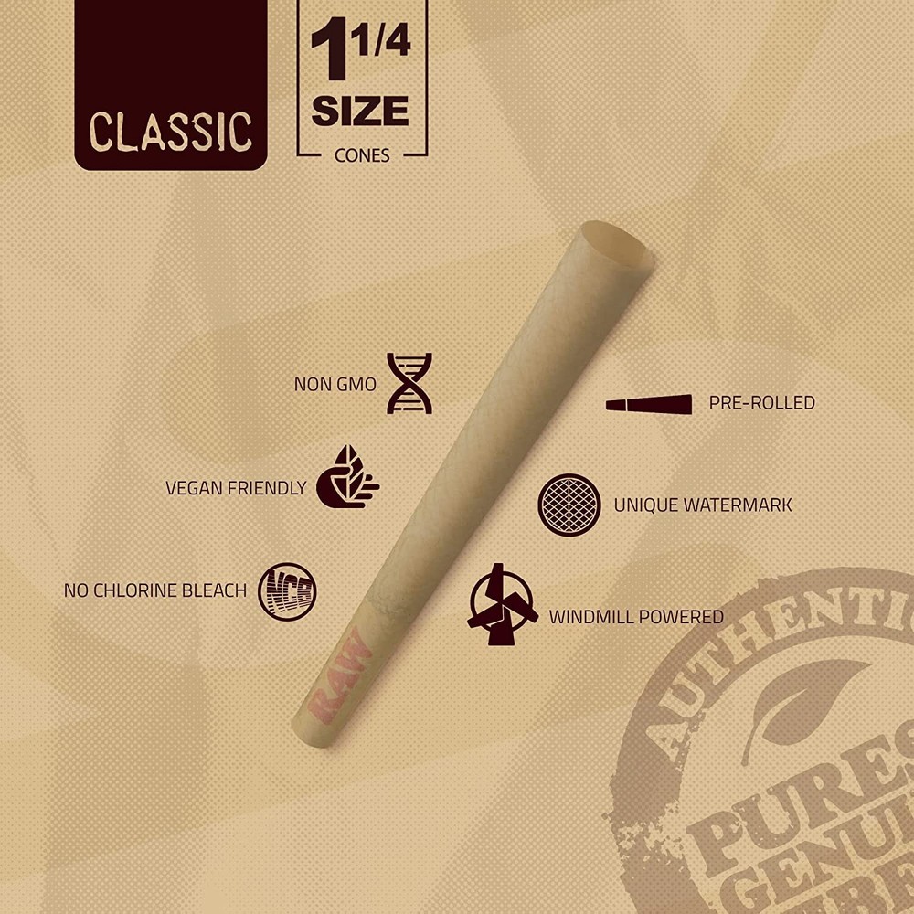 RAW Cone Loader Bundle with 50 Classic 1-1/4 Size Pre Rolled Cones