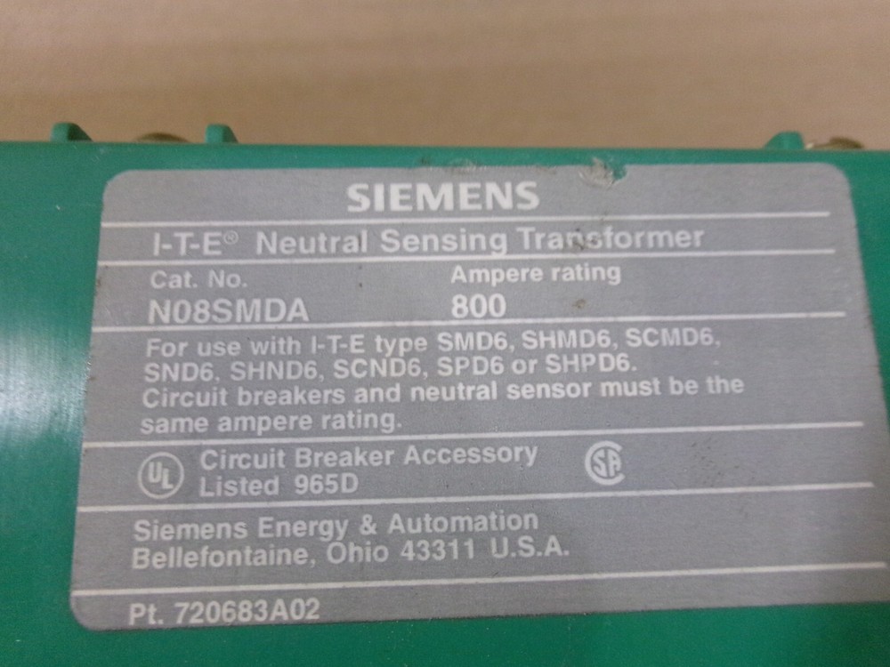 SIEMENS N08SMDA 800 AMP NEUTRAL SENSING TRANSFORMER