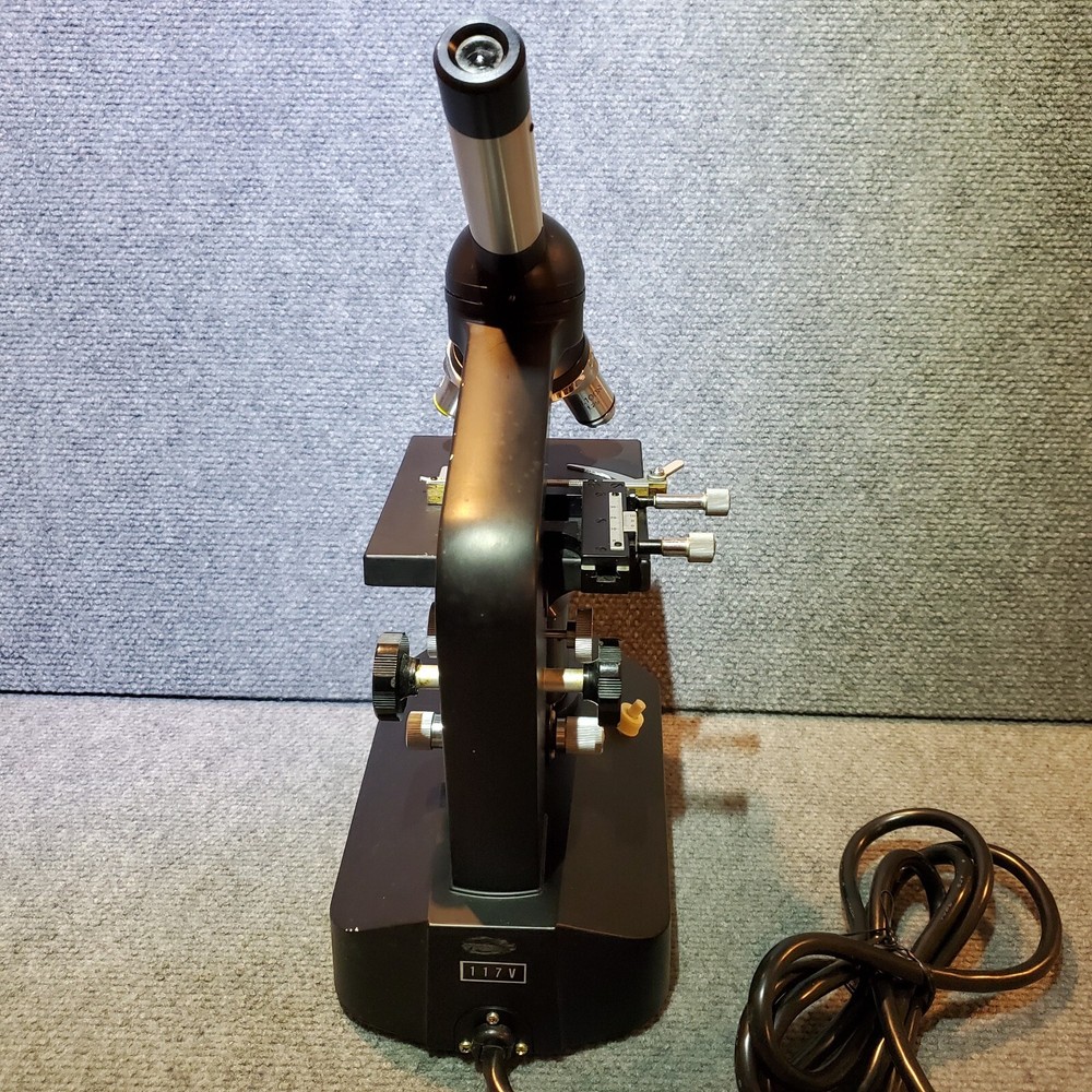 Vintage 1000x Fisher Scientific Compound Microscope, 4 Objectives, Dovetail Case