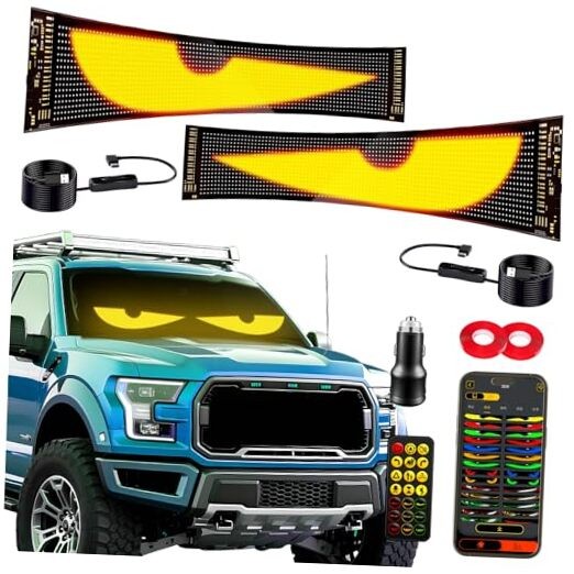 Devil Eyes Light 2PC for Windshield-23.42x4.72IN HCYHNB Programmable LED Eyes