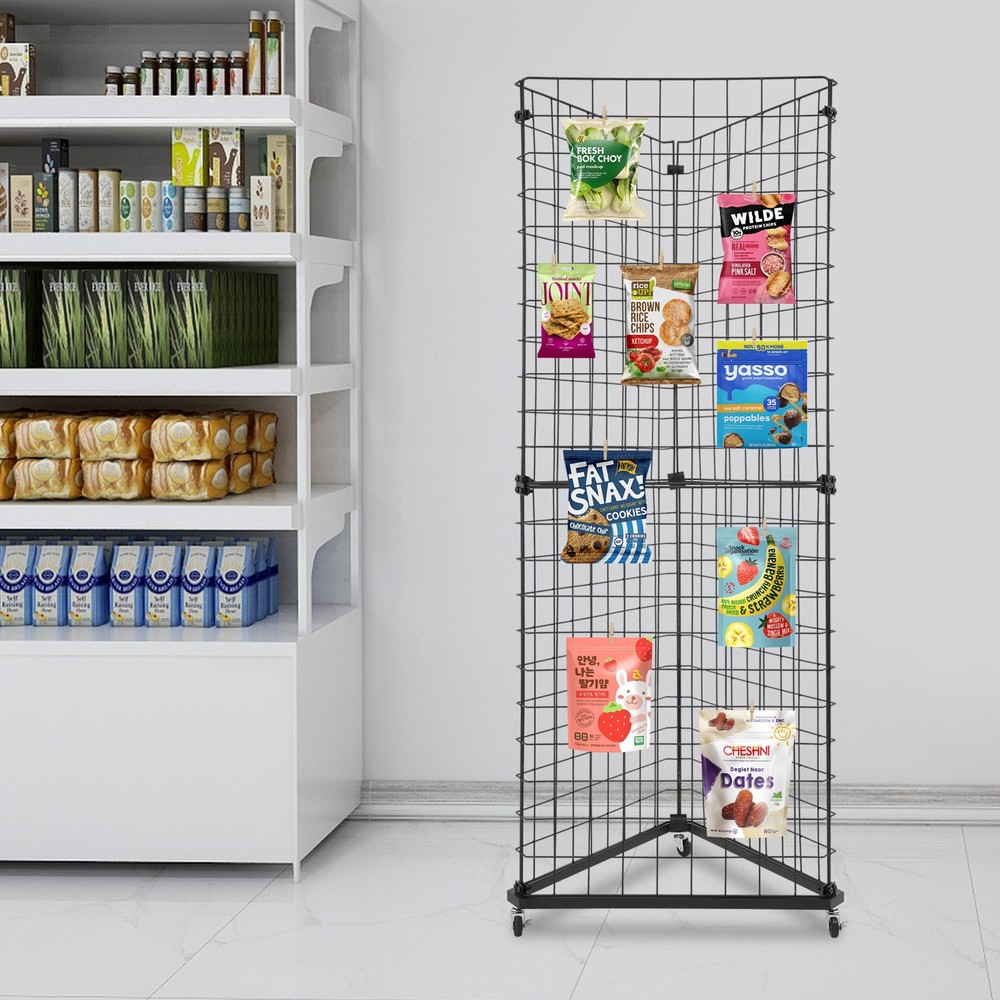 Wire Grid Panel Tower Triangle Display Stand Wire Grid for Retail Display Rack