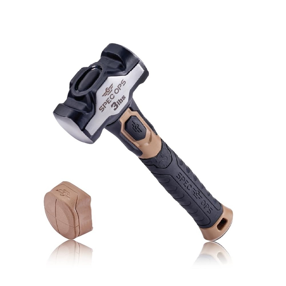 Spec Ops Tools Drilling Hammer, 3 lbs Sledge with Fiberglass Handle & Soft Ma...