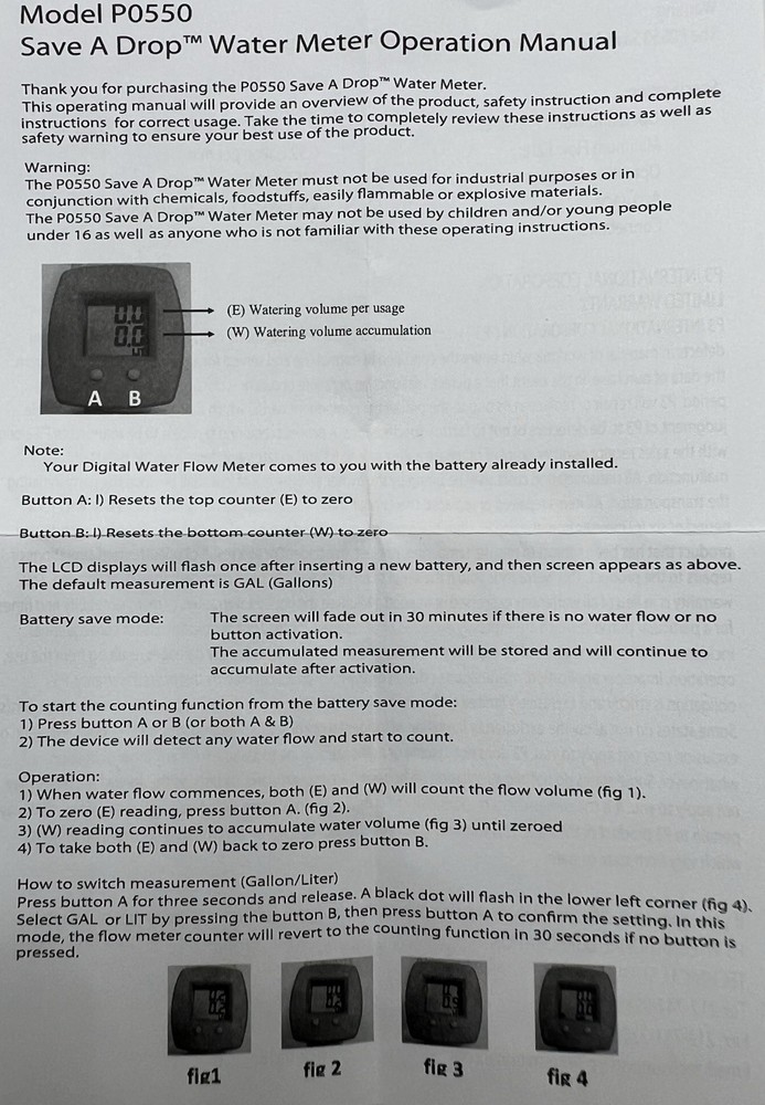 SAVE A DROP WATER METER P0550