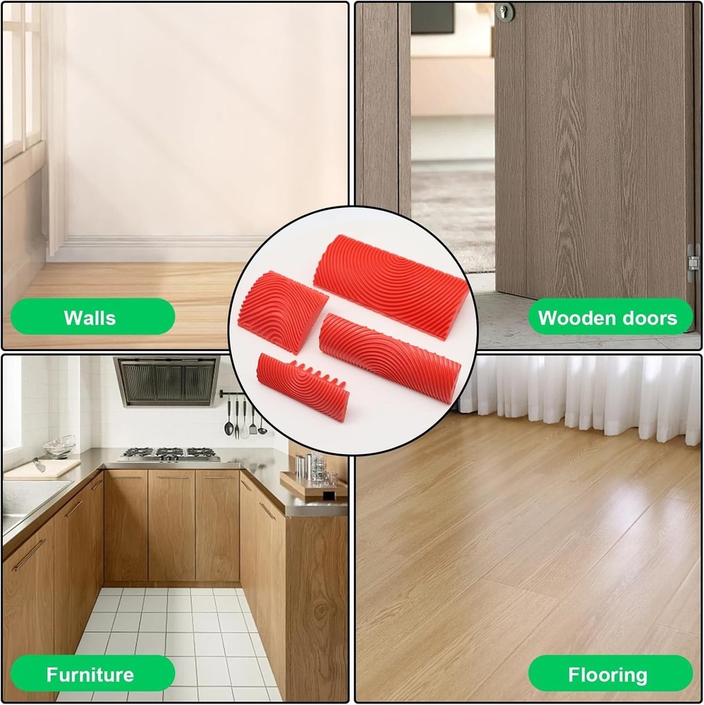 4-Piece Wood Graining Tool Set for Wall Decoration